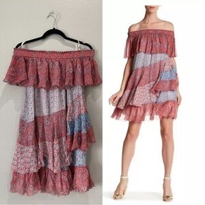 BRAND NEW - REBECCA TAYLOR Silk Floral Off The Shoulder Amanda Tiered Dress